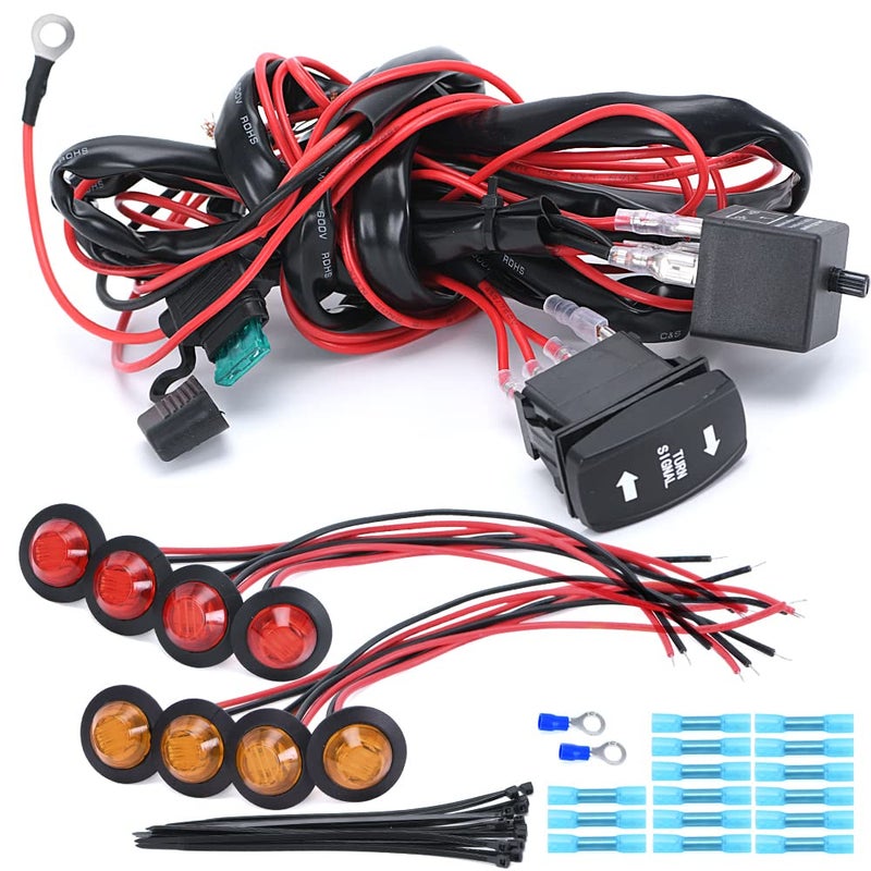 Hypertune Universal ATV/UTV Turn Signal Kit Side by Side Blinker Kit for Polaris Kawasaki Golf Cart Arctic Cat SXS ATV UTV Street Legal Kit Vertical Pre-Wired Turn Signal Assembly Green - Image 1